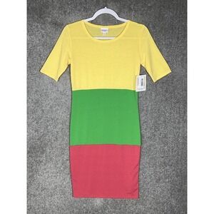 LuLaRoe Julia Colorblock Stretch Sheath Shirt‎ Dress Womens Size XS NWT FLAW